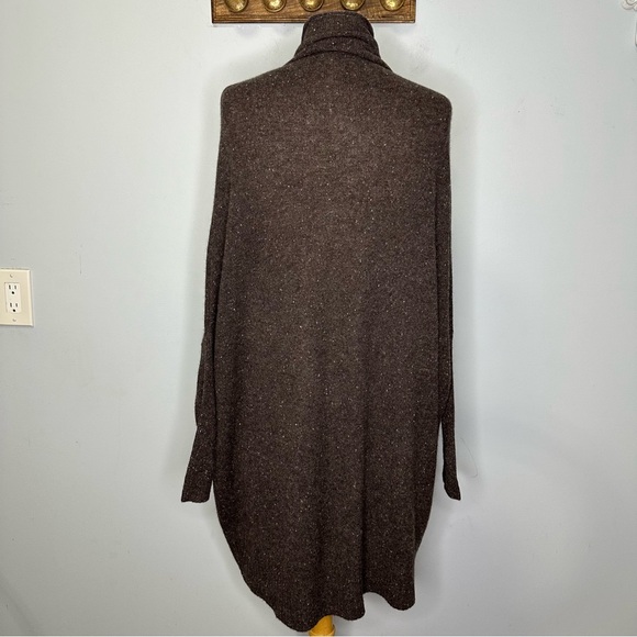 Subtle Luxury Brown Speckled 100% Cashmere Open Front Batwing Cardigan Size S/M - Picture 4 of 11